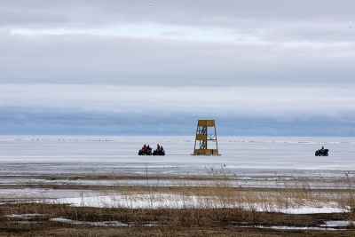 Hauling (ice fishing on Lake Peipus). Mustvee, Estonia