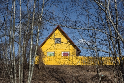 Yellow House & Fence. near Varska, Estonia
